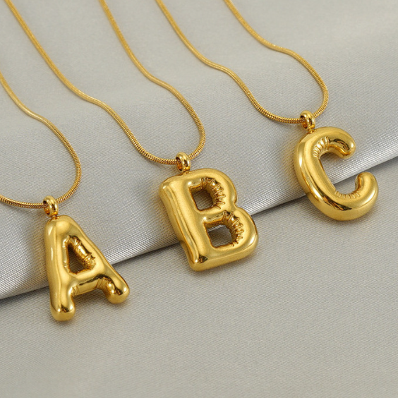 Collar Inicial Globo 2cm Acero Inoxidable