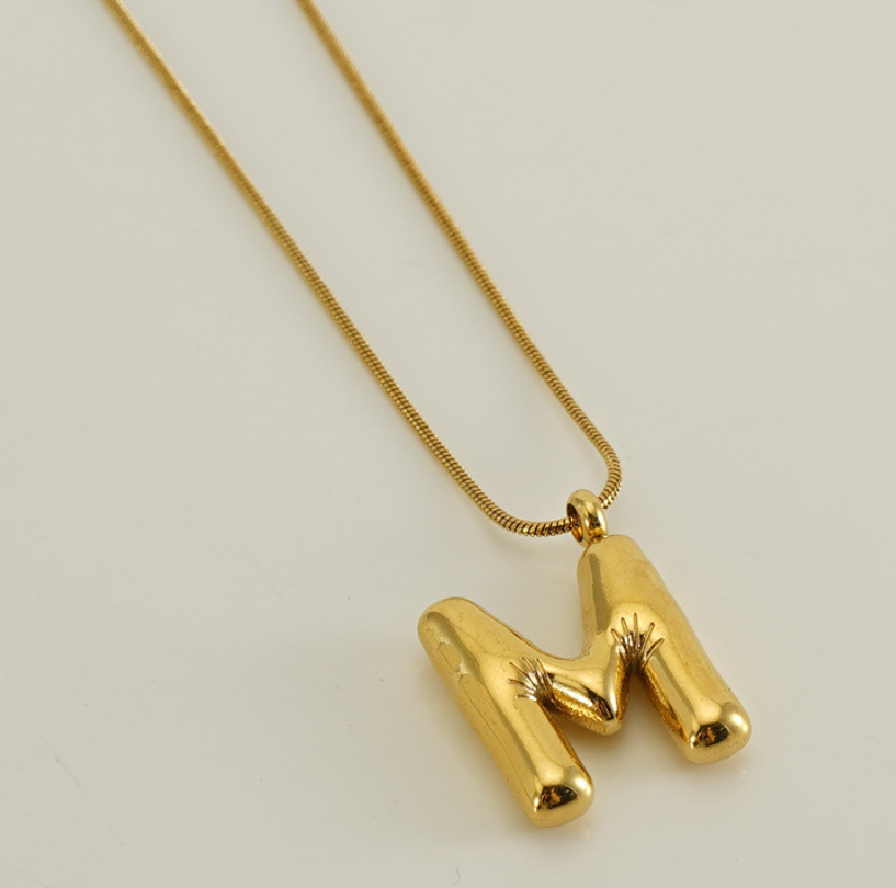 Collar Inicial Globo 2cm Acero Inoxidable