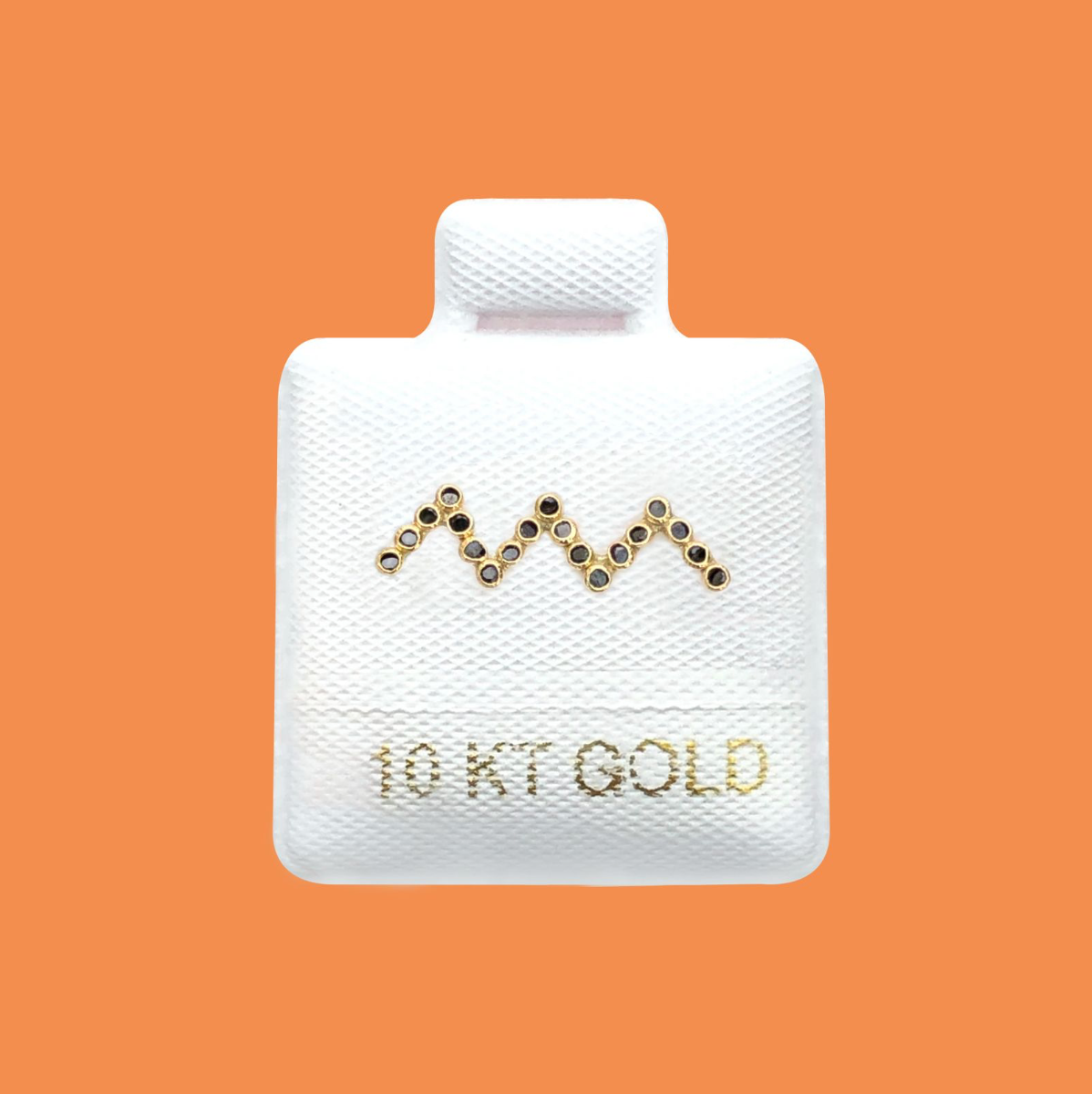 Broquel Oro 10K Zigzag Negro 1pz  Az393