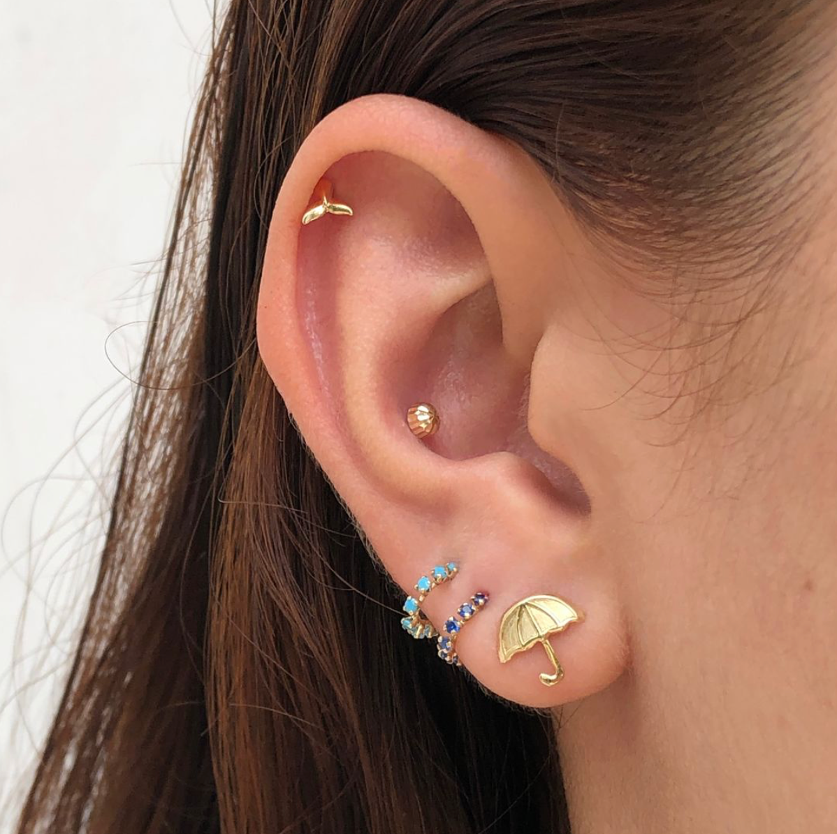 Broqueles Oro 10K Sombrilla Az355