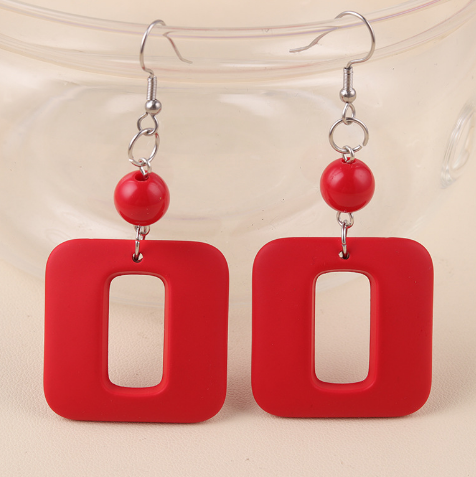Aretes Acrilico Rojo 2P4