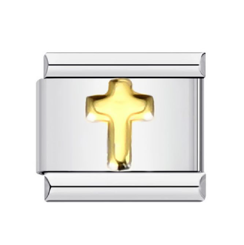 Charm Cruz Dorada Acero Inoxidable Az302