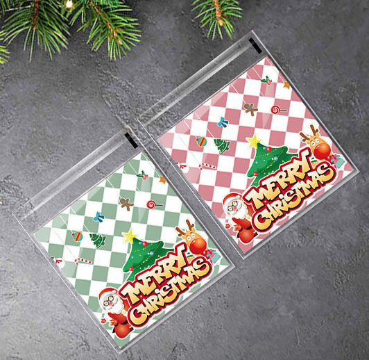 Bolsas Navidad 2 Modelos Merry  100pz,  10x10cm