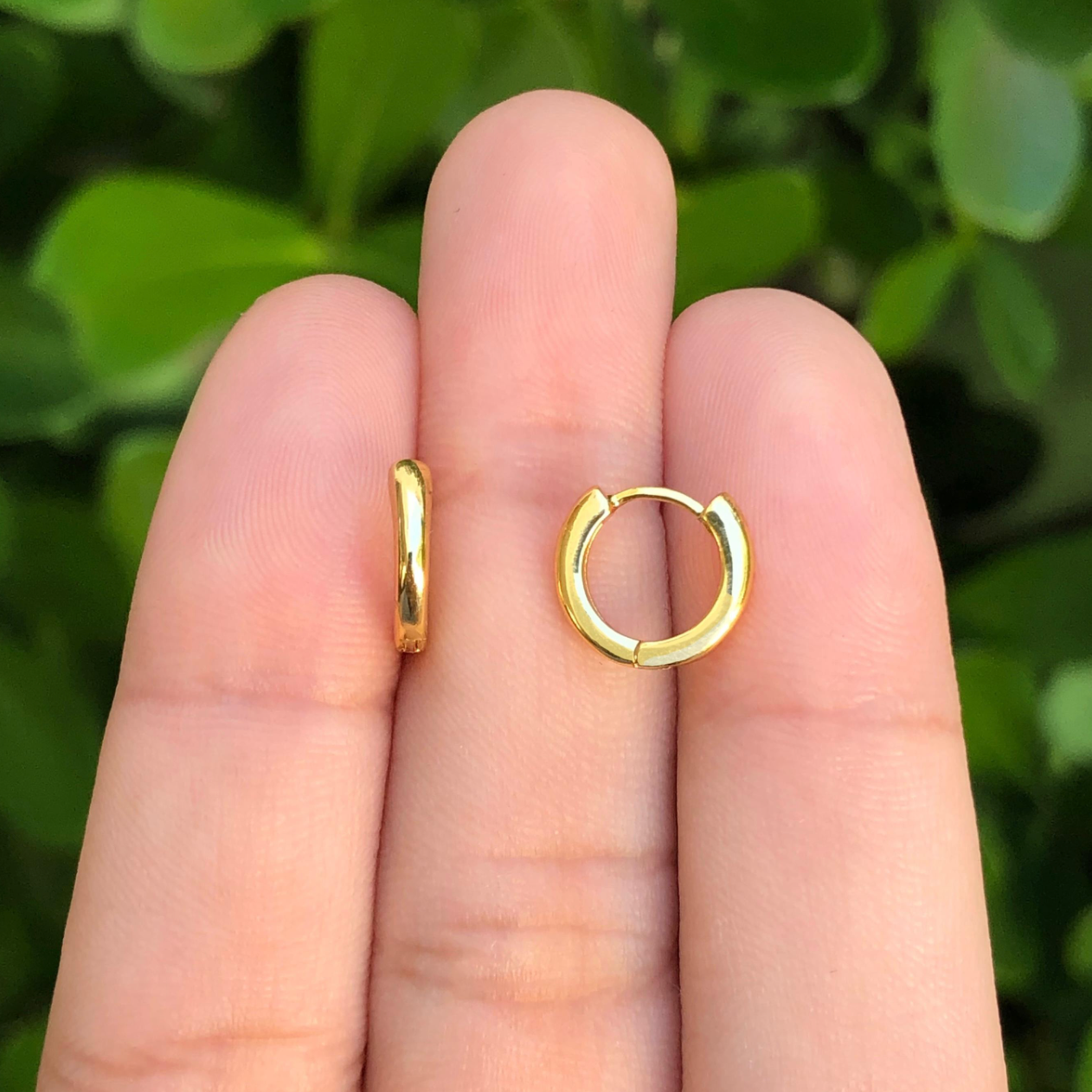 Aretes Arracada Dorada Chapa de Oro Az71