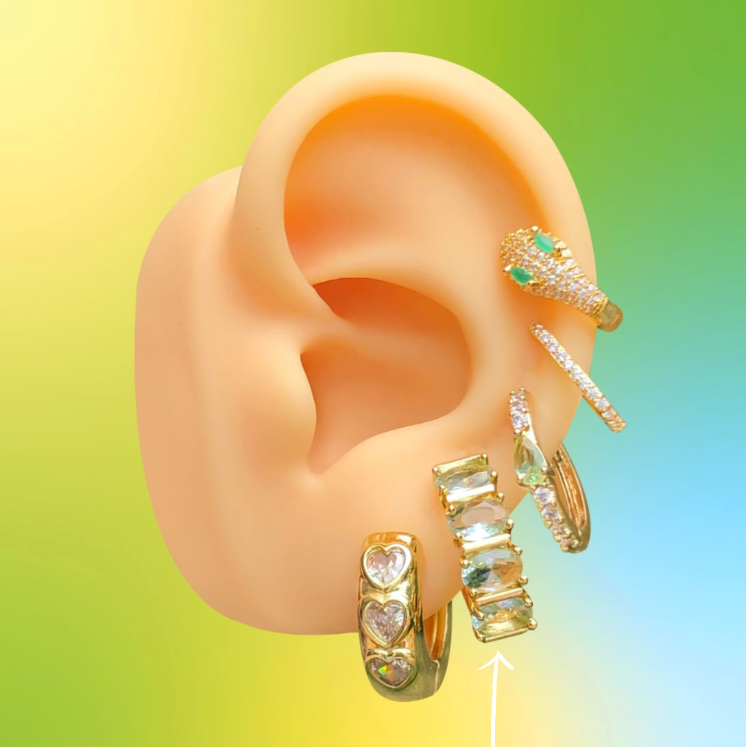 Aretes Arracada Aqua Chapa de Oro Az109