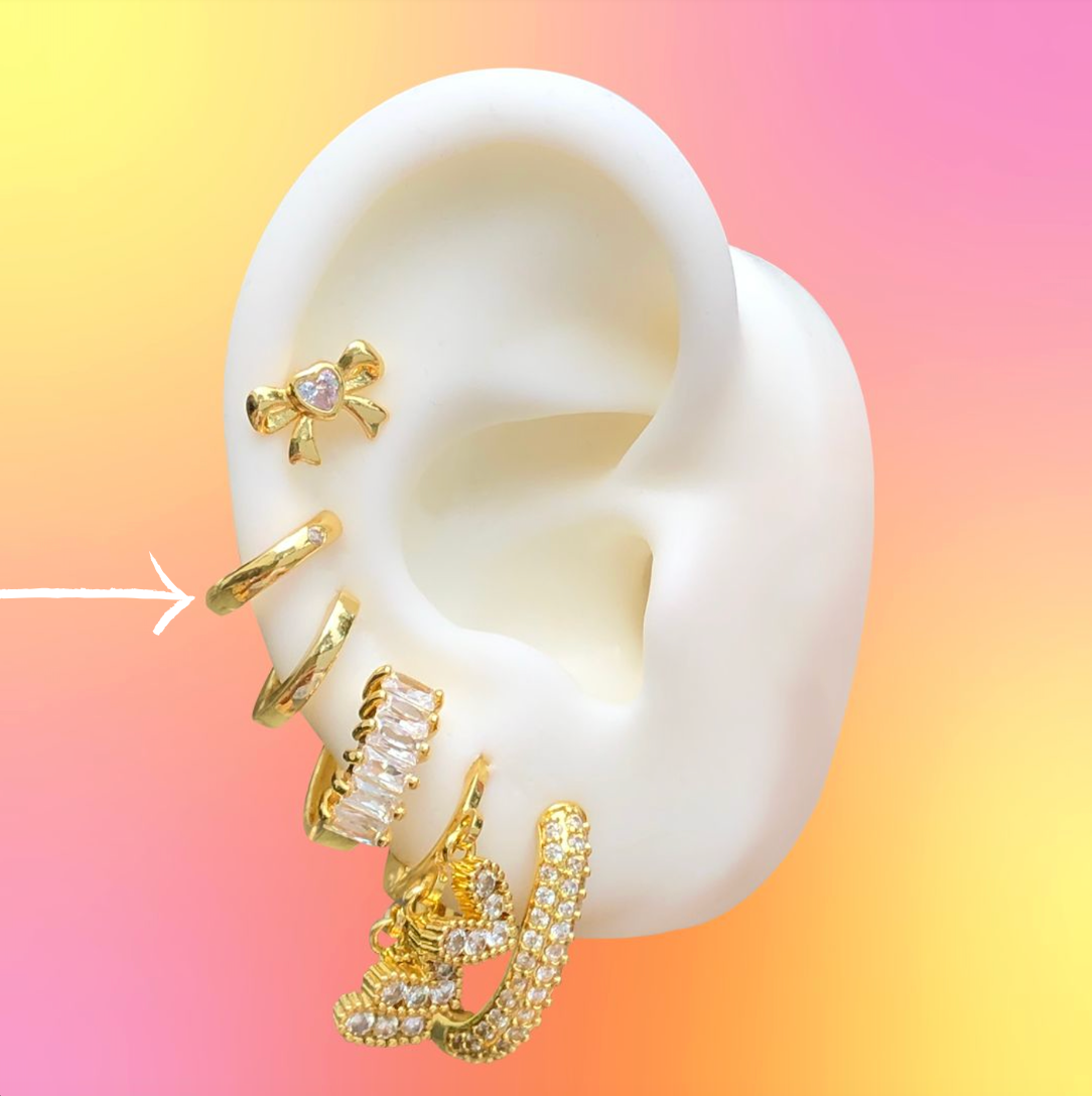 Aretes Arracada Zirconia Blanca Chapa de Oro Az33