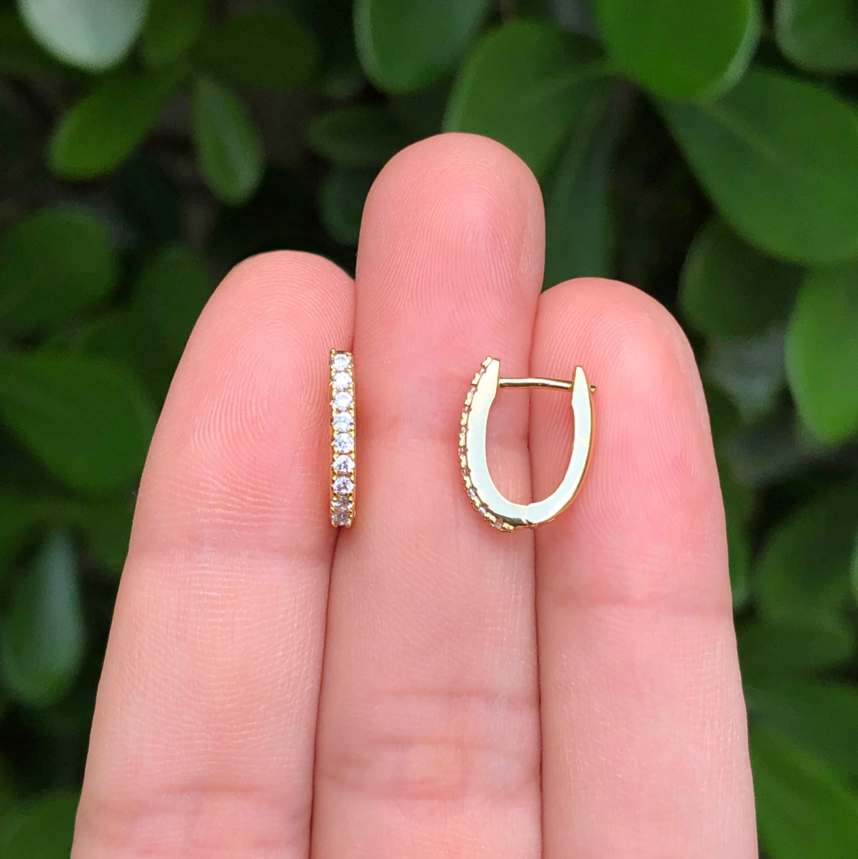 Aretes Arracada Zirconia Chapa de Oro Az151
