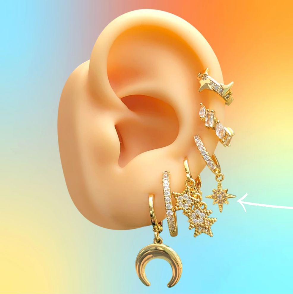 Aretes Estrella Chapa de Oro Az217