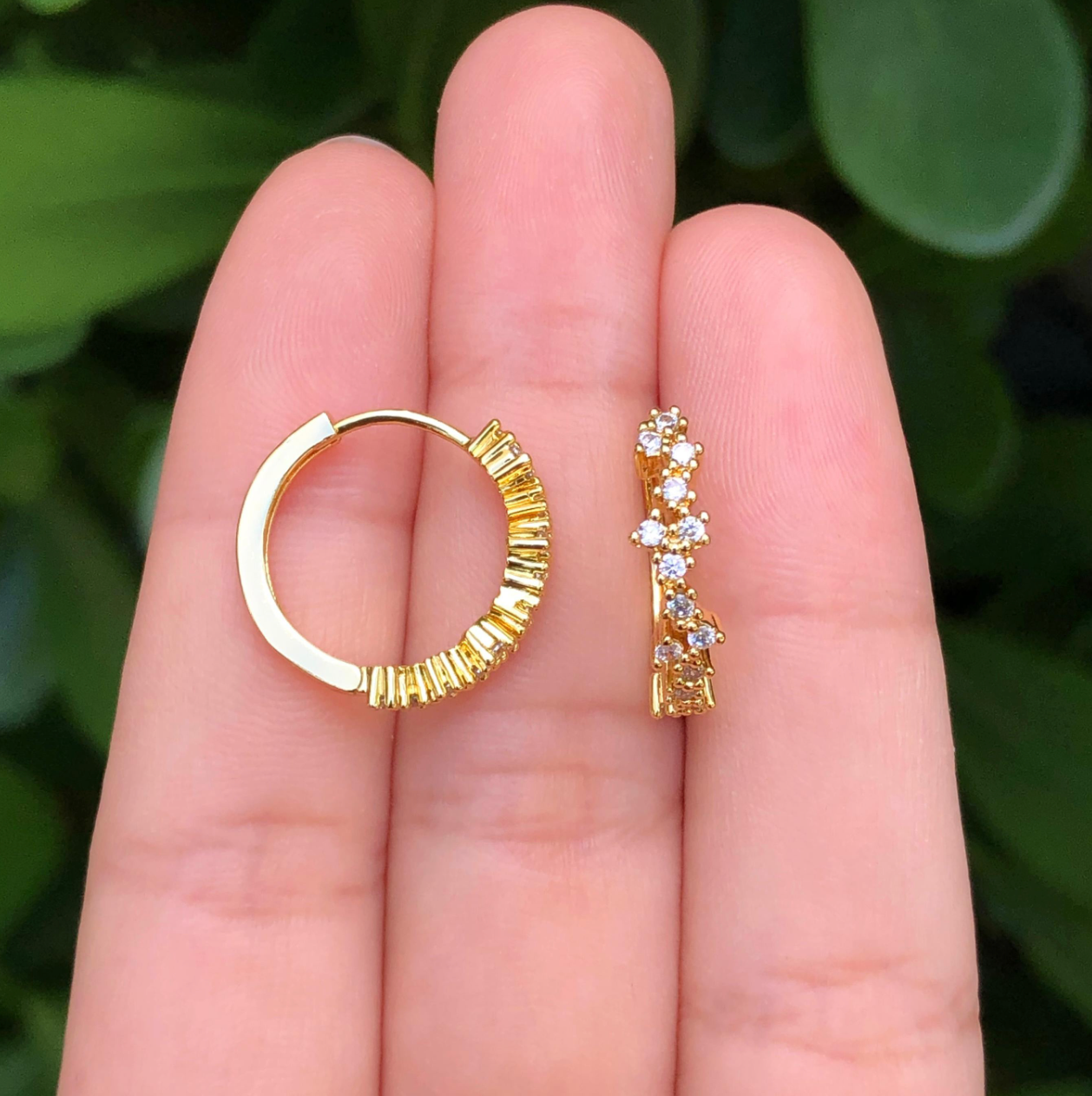Aretes Arracada Zirconia Chapa de Oro Az3