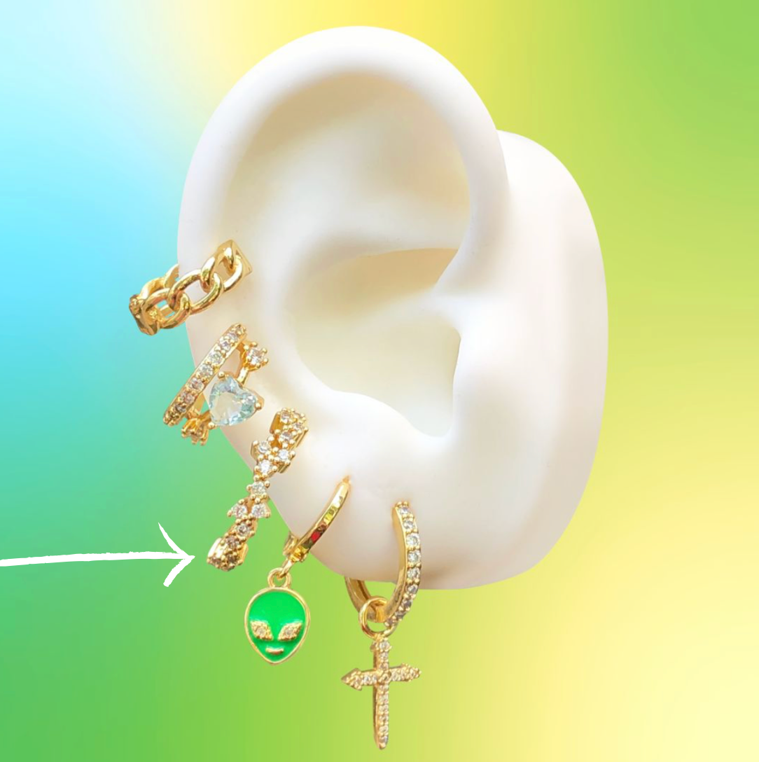 Aretes Arracada Zirconia Chapa de Oro Az3