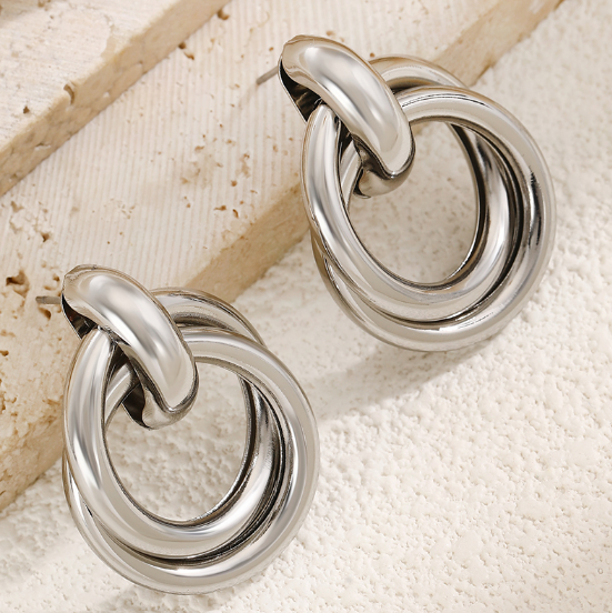 Aretes Aros Plateados 1W3