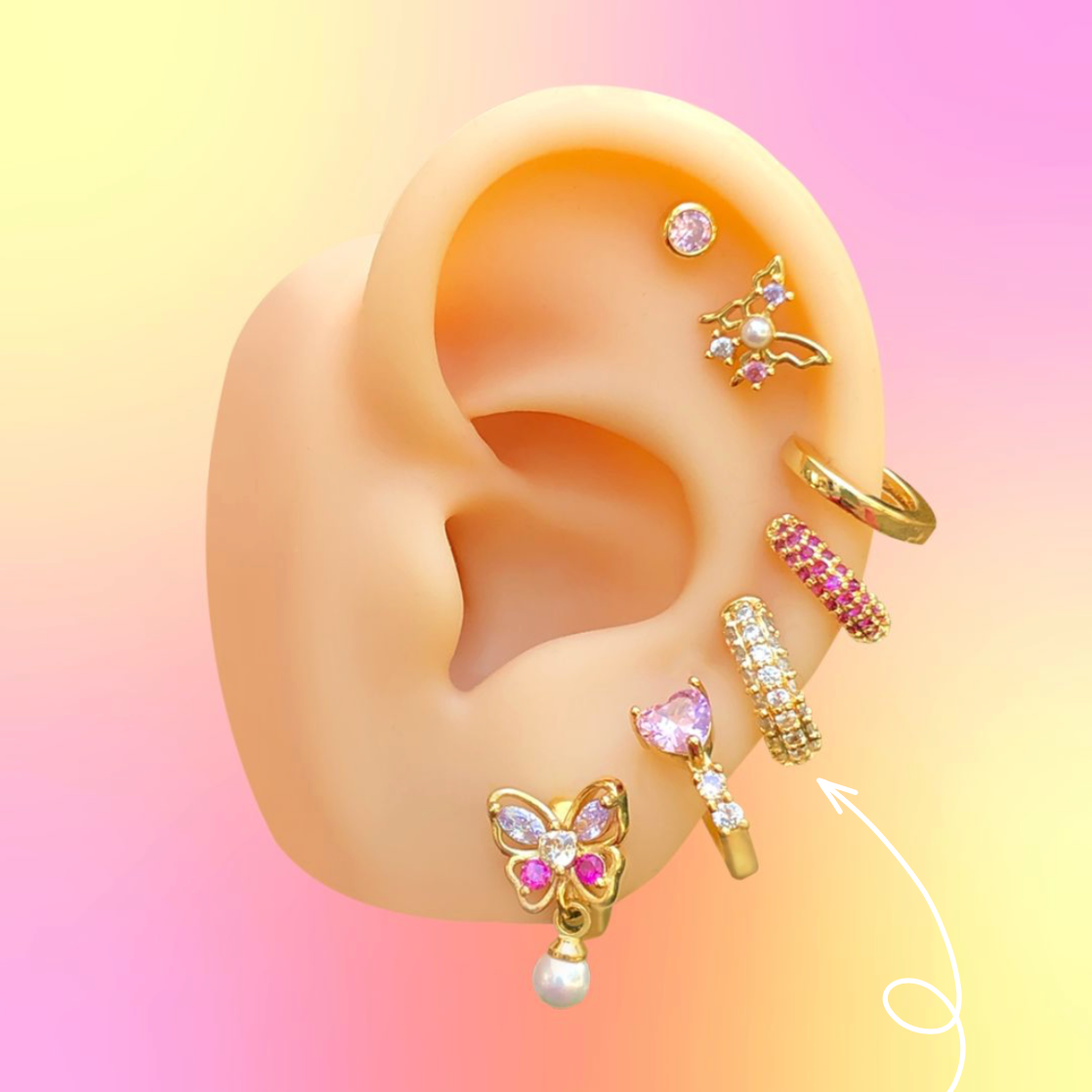 Aretes Arracada Zirconia Blanca Chapa de Oro Az129