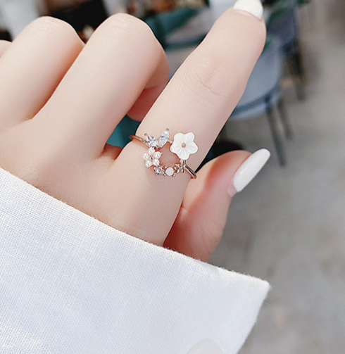 Anillo Bouquet Ajustable Chapa de Oro Rosa 1X4