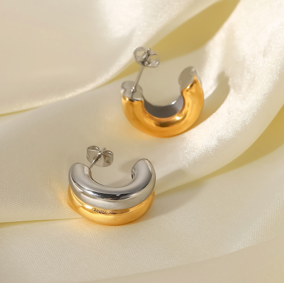 Aretes Oro-Plata Acero Inox 4E10