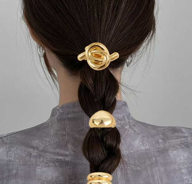 Broche Liga Cabello Hair Cuffs Nudo Plateado 4E39