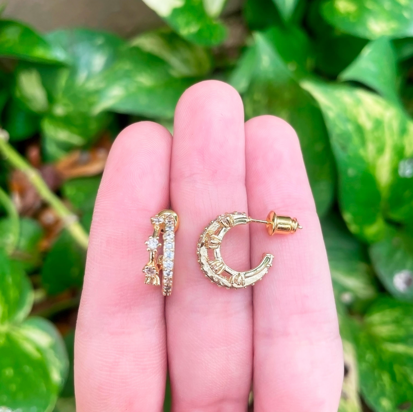 Arracadas Doble Chapa de Oro 18K Az148
