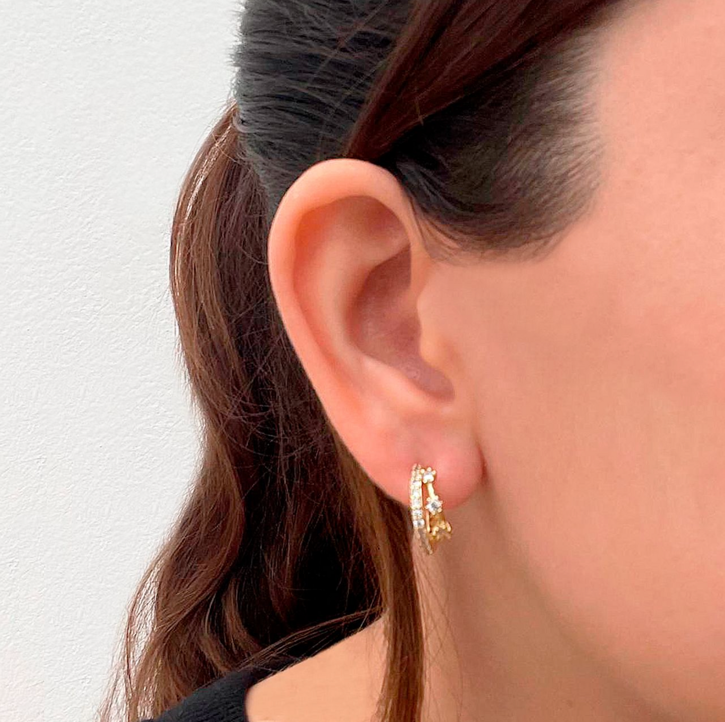 Arracadas Doble Chapa de Oro 18K Az148