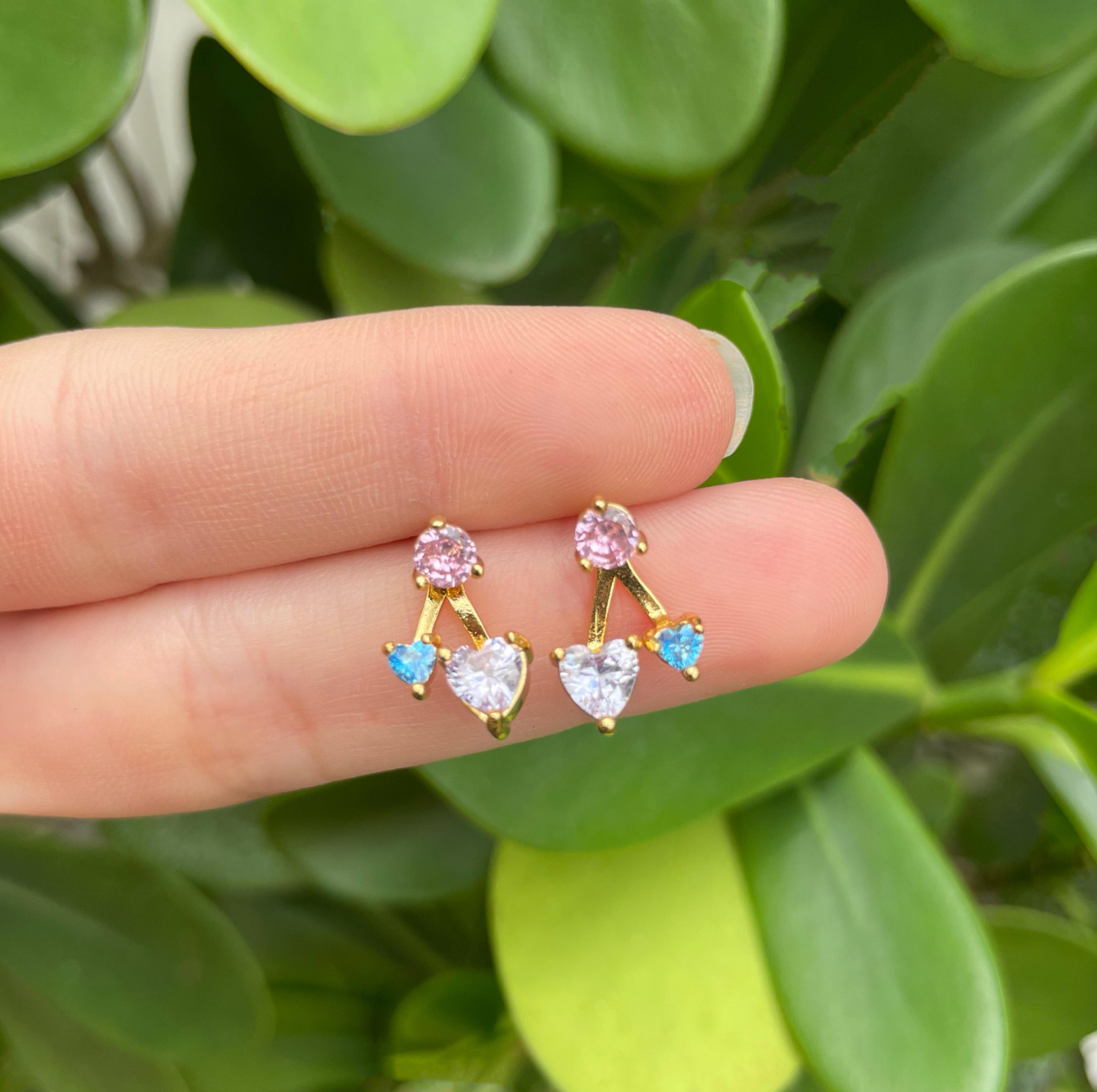 Aretes Corazones Chapa de Oro Az126