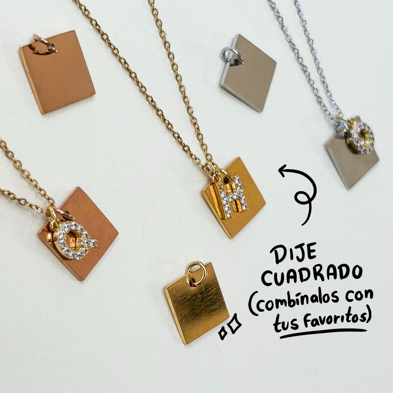 Dije Cuadrado 1cm  Acero Inoxidable