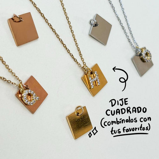 Dije Cuadrado 1cm  Acero Inoxidable