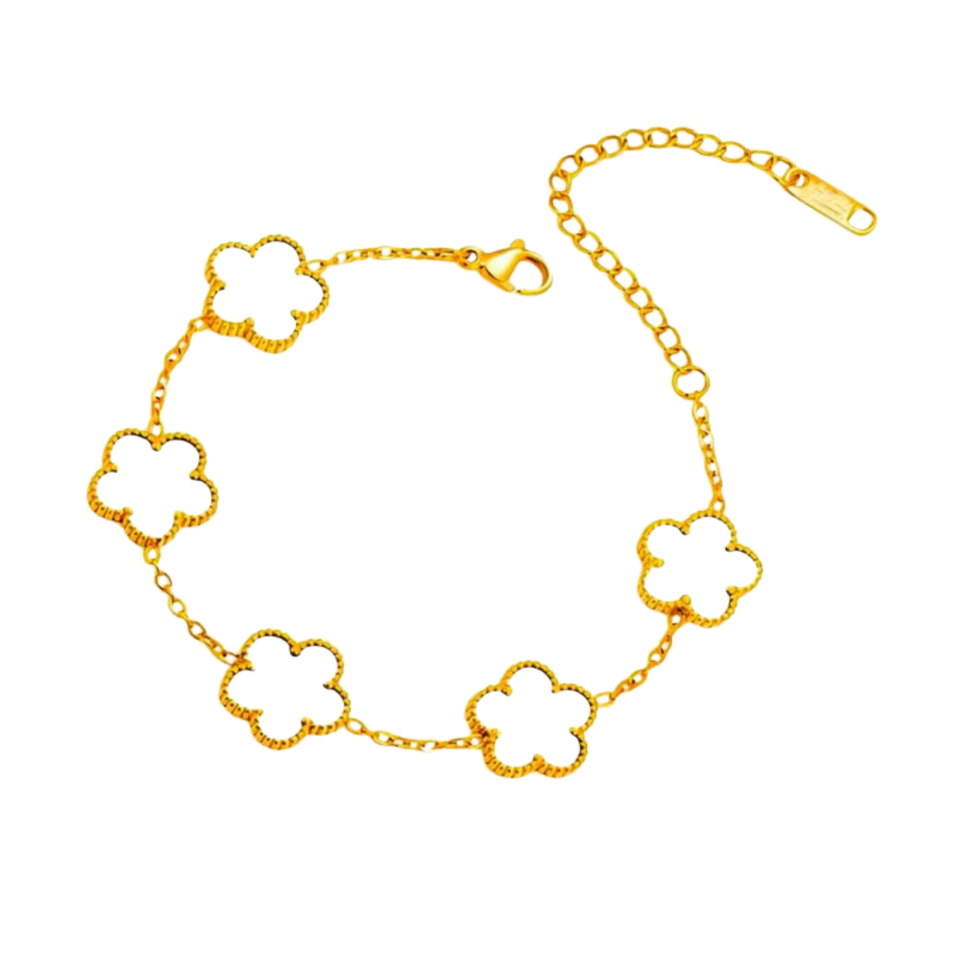 Pulsera Trebol Blanca Acero Inoxidable 1Y8