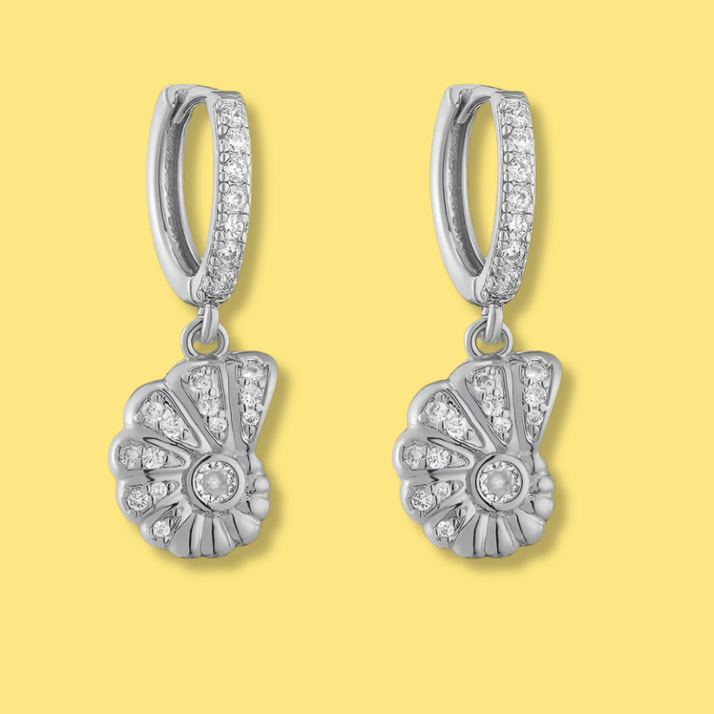 Aretes Arracada Caracol Plateado Chapa de Oro 1L8