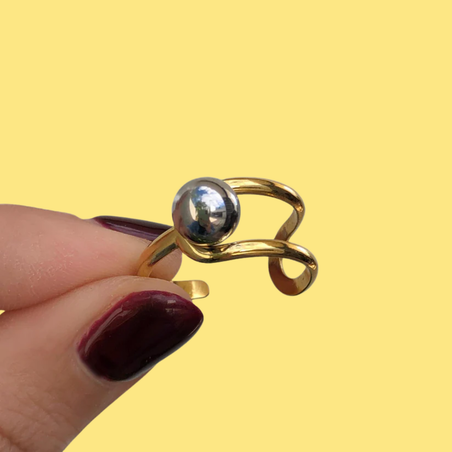 Anillo Oro-Plata Ajustable Acero Inox R20