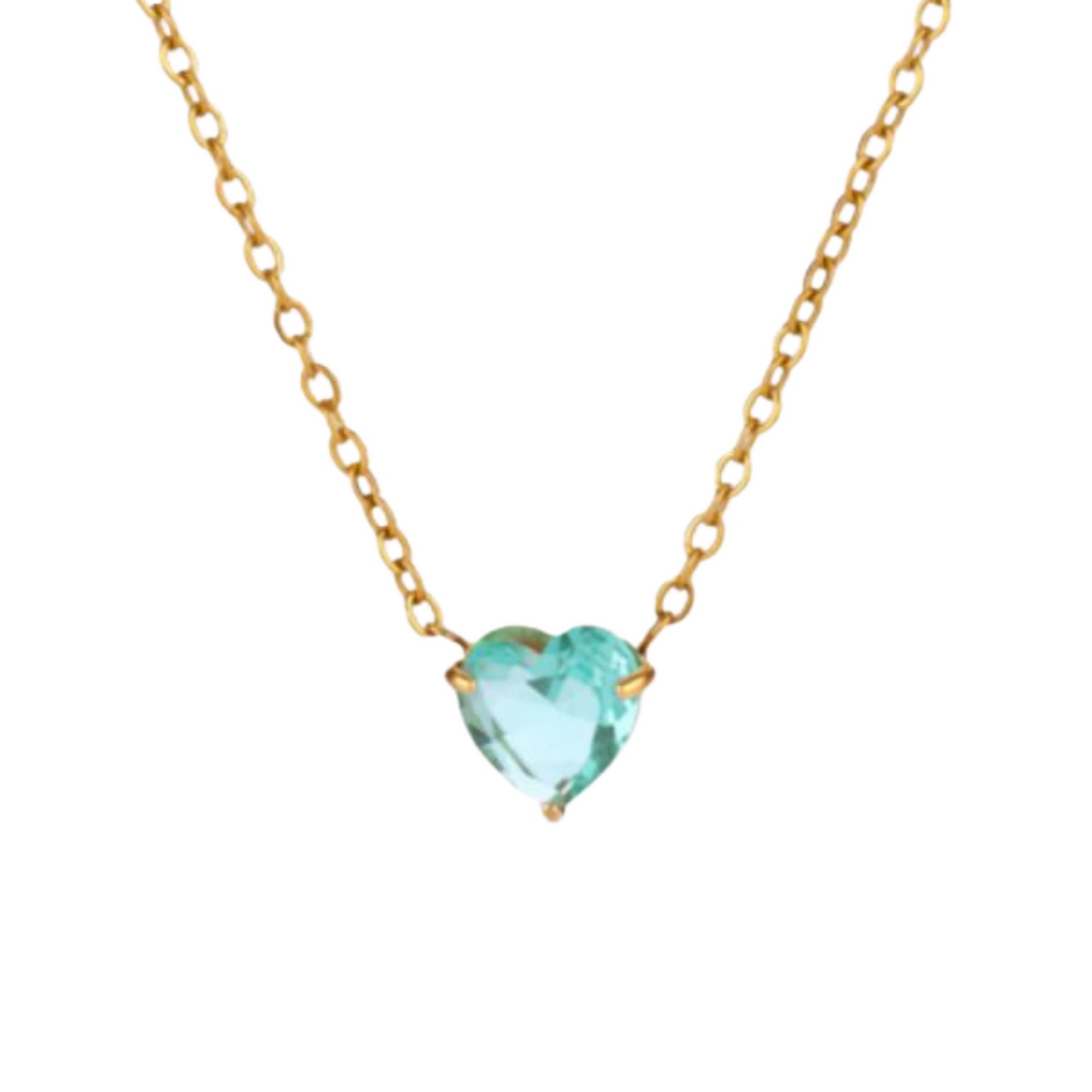 Collar Mes de Corazón de Zirconia Acero Inoxidable