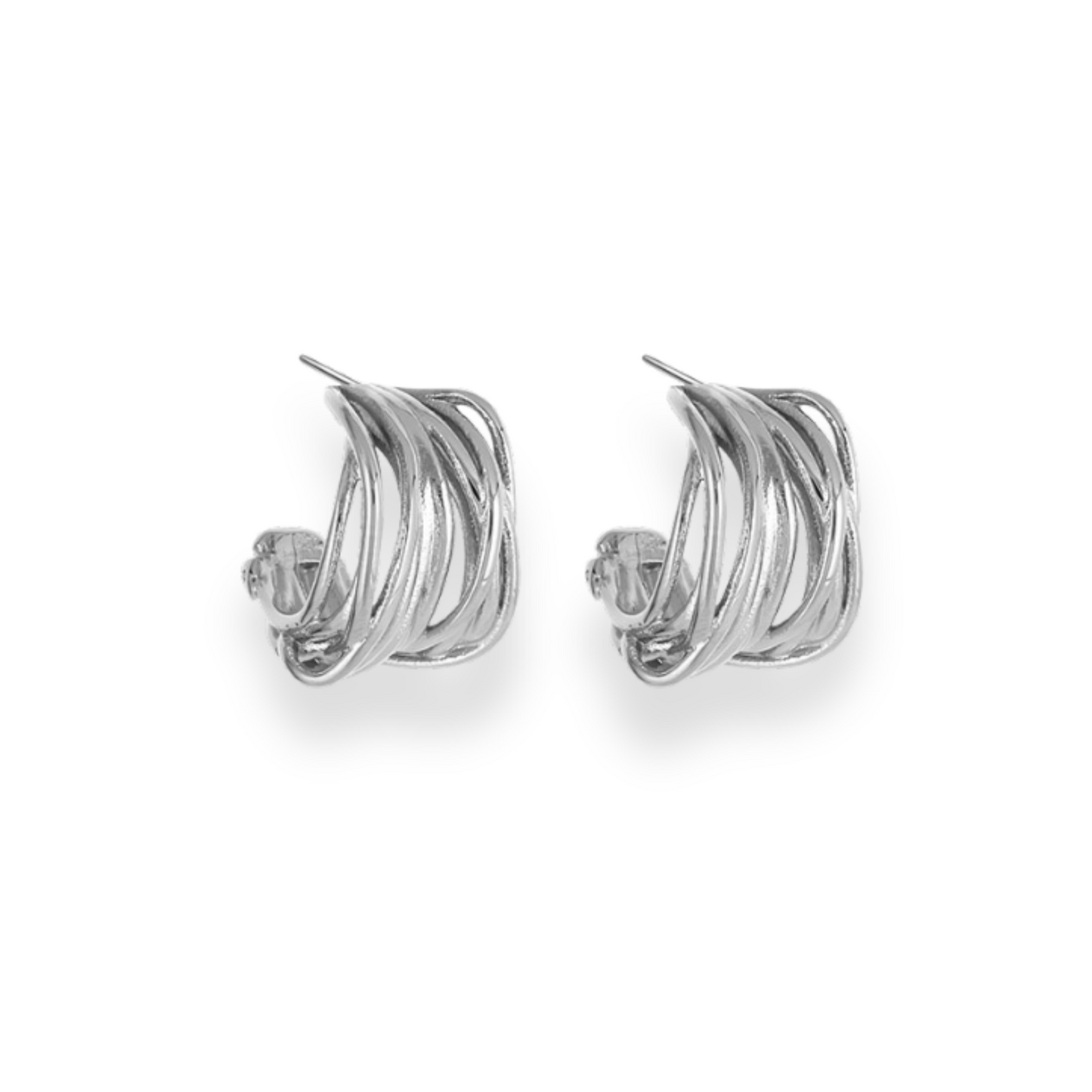 Aretes Plateados Alambre Acero Inoxidable 2BB9