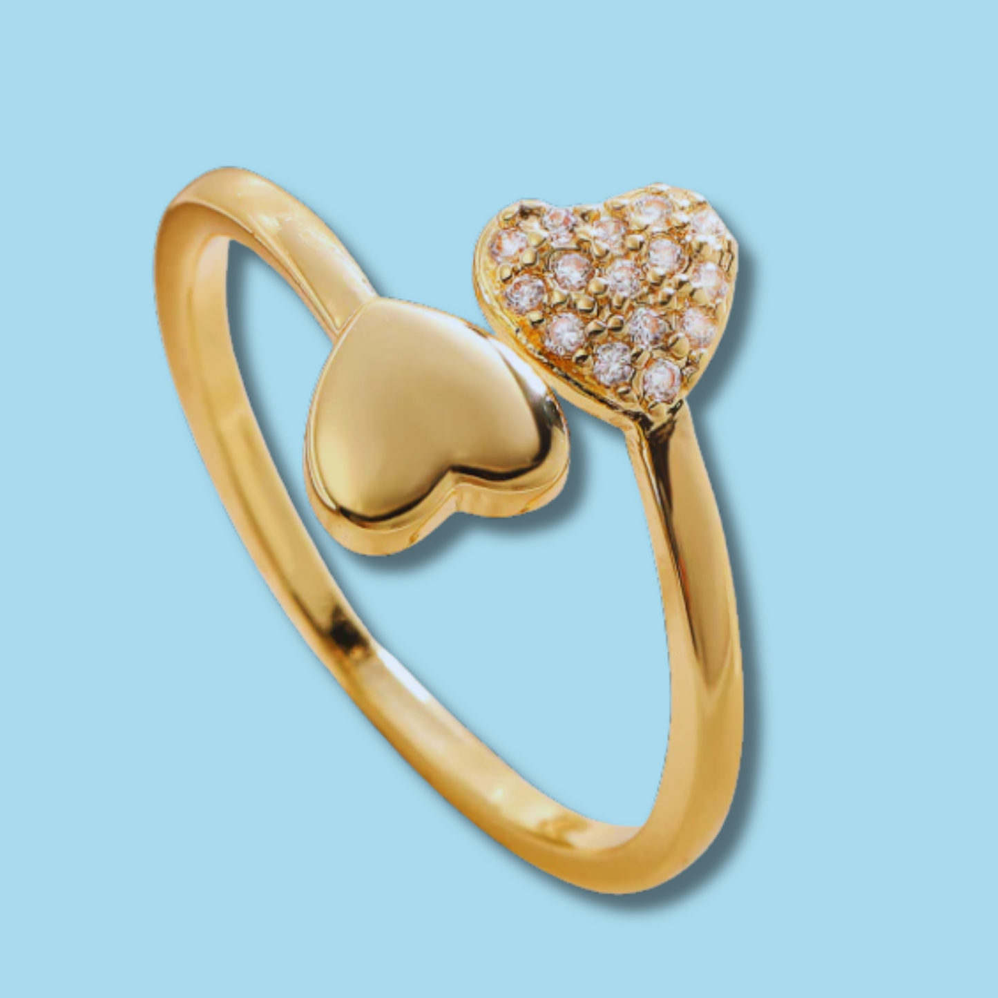 Anillo Corazones Dorados Ajustable Chapa de Oro R19