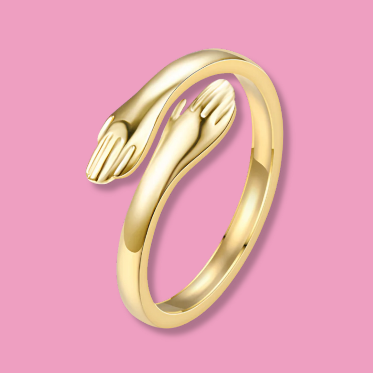 Anillo Dorado Abrazo Acero Inoxidable 2J4