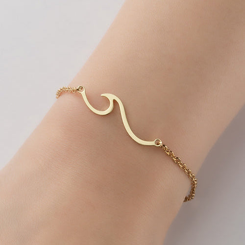 Pulsera Ola Dorada Acero Inoxidable LU