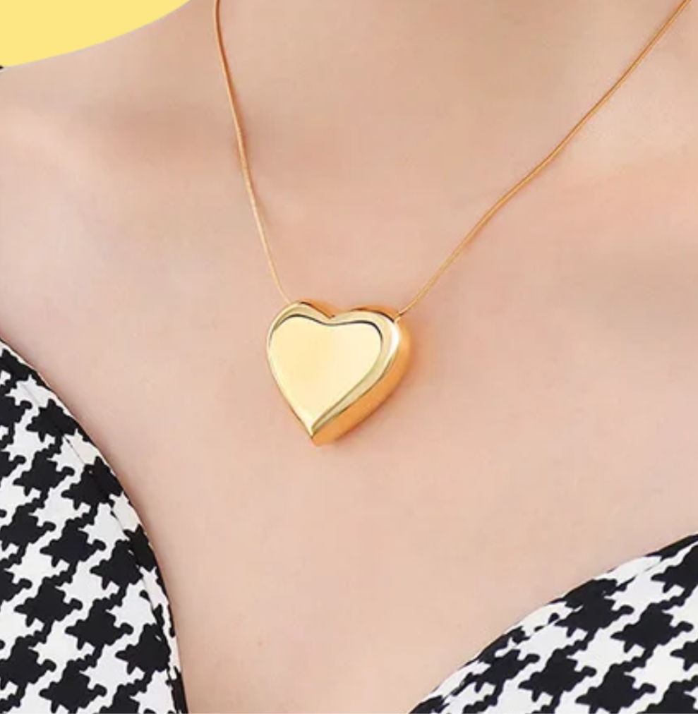 Collar Corazón Dorado Acero Inoxidable Ve4