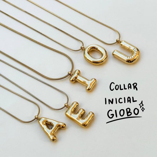 Collar Inicial Globo 2cm Acero Inoxidable