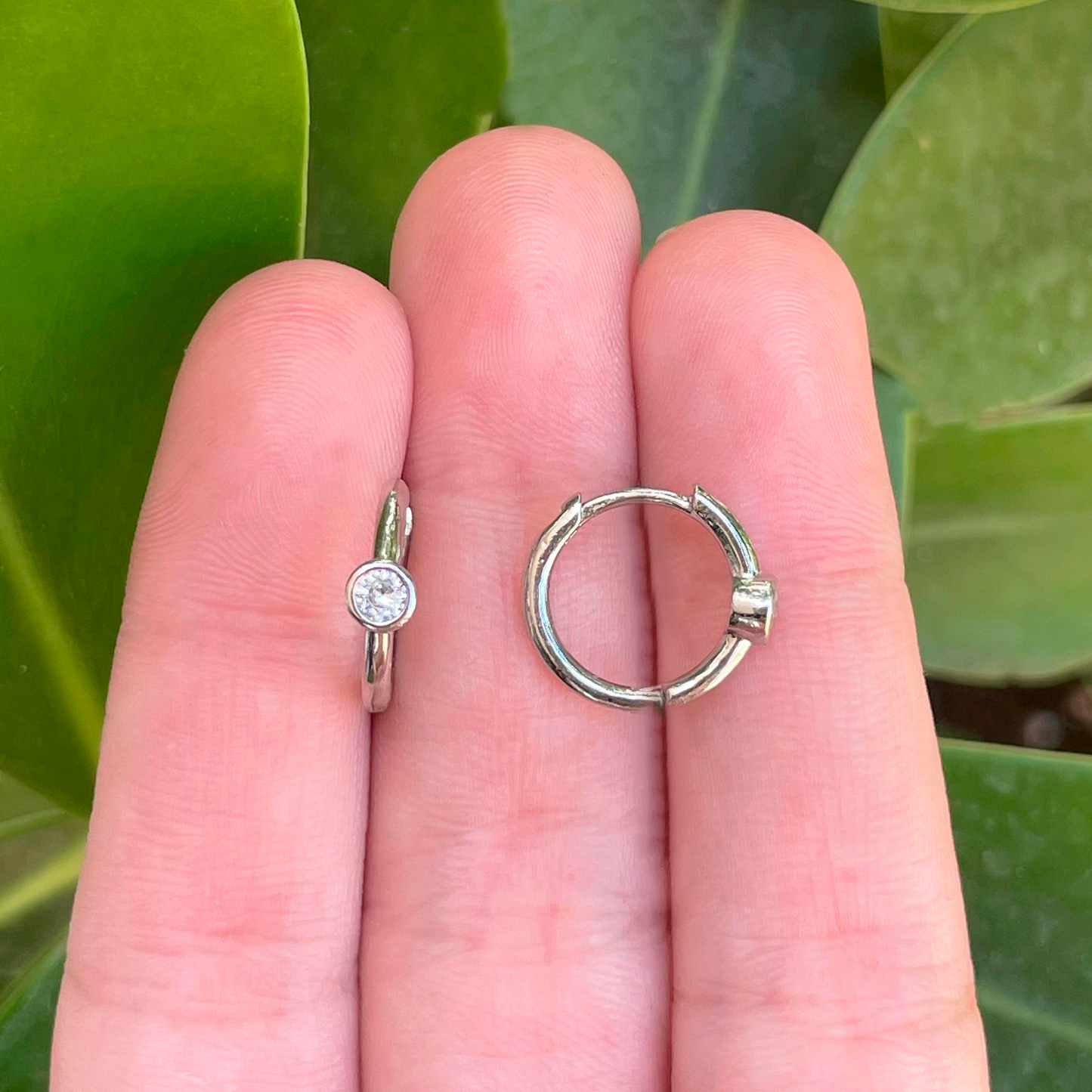 Aretes Zirconia Chapa de Oro Plateada C668