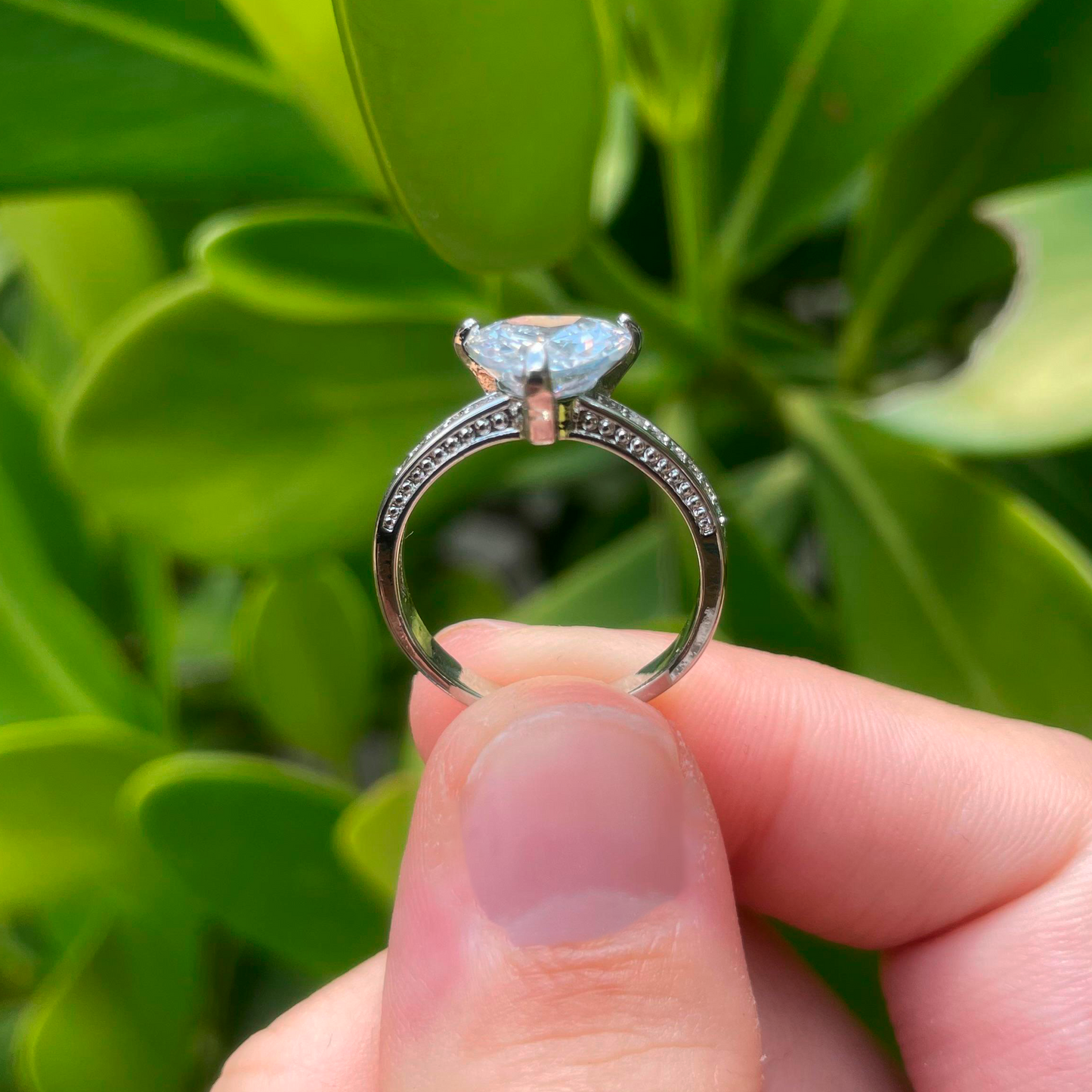 Anillo Corazón Plateado Chapa de Oro