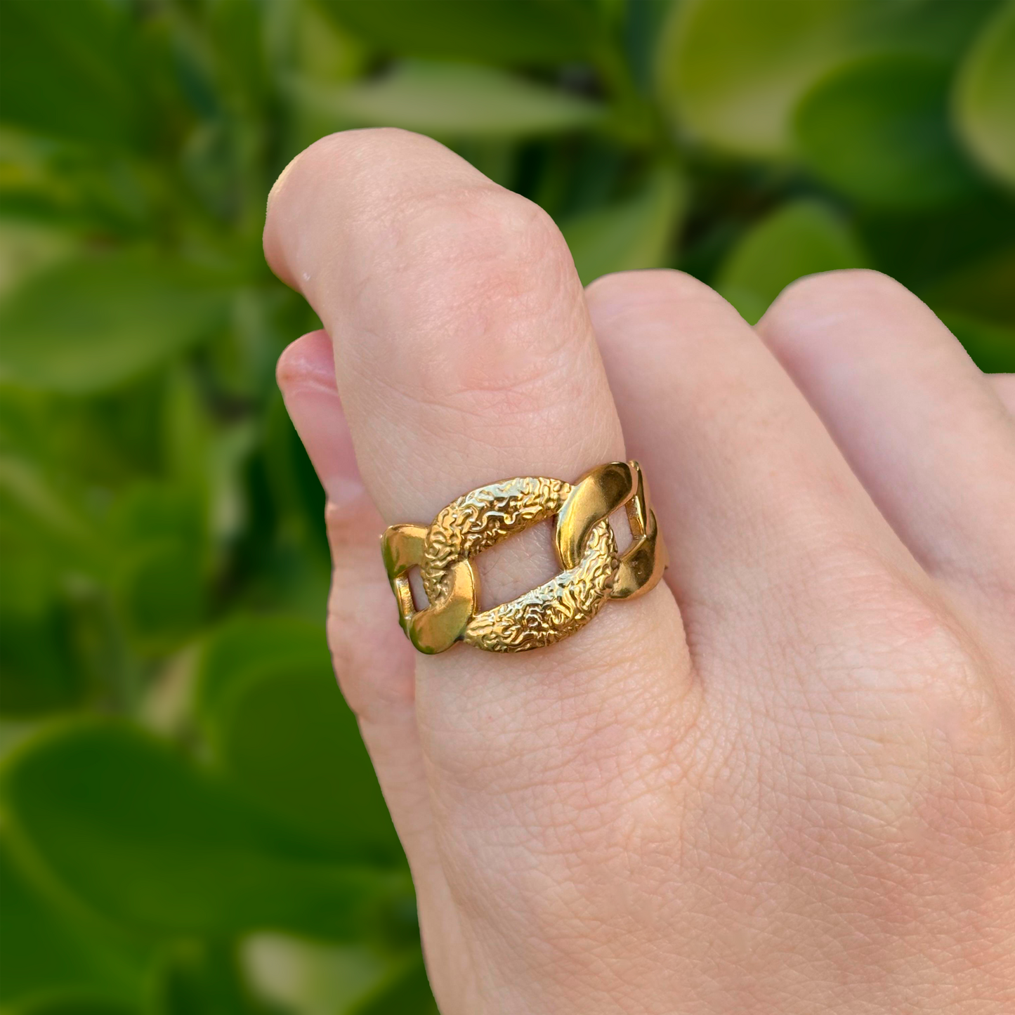 Anillo Dorado Cadena Acero Inoxidable 1K1