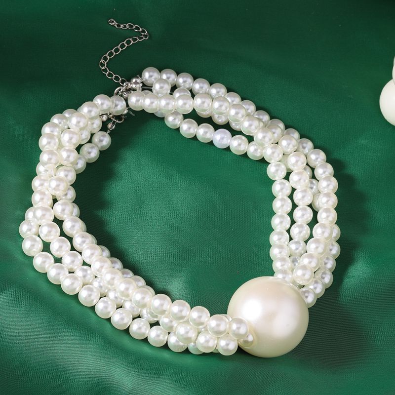 Collar Gargantilla Bolas y Bolitas Blancas 4E16