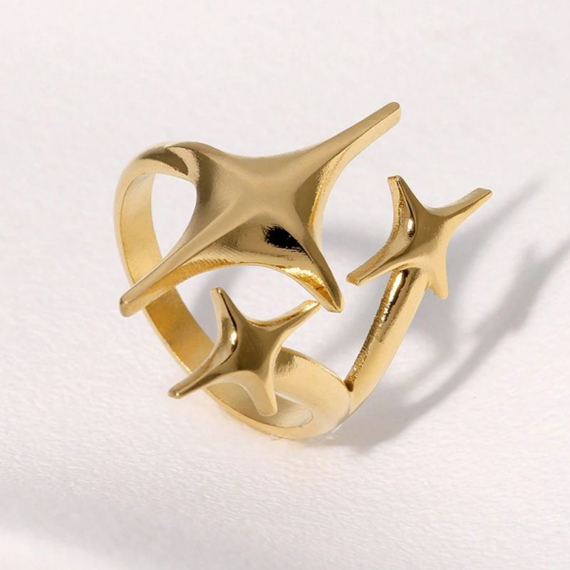 Anillo Dorado Estrellas Acero Inoxidable LU