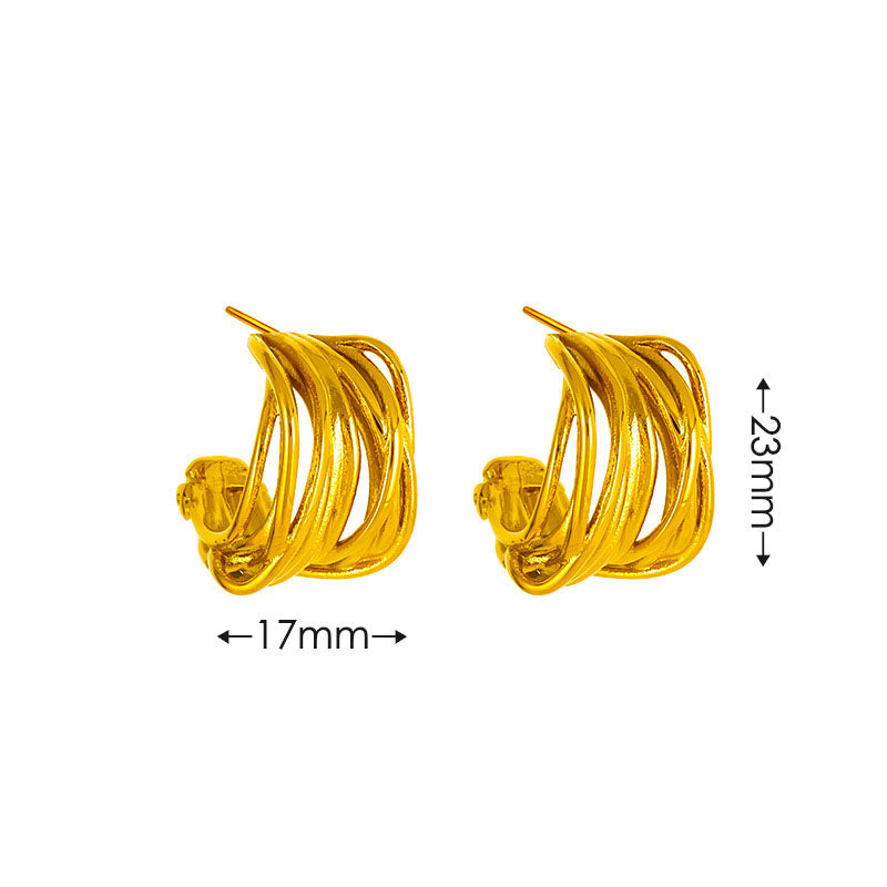 Aretes Dorados Alambre Acero Inoxidable 1AA3