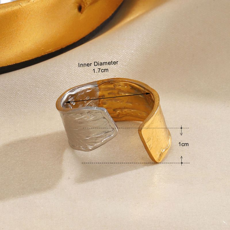 Anillo Oro-Plata Ajustable Acero Inoxidable 2T4