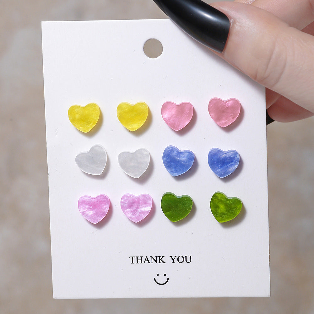 Set Aretes Corazones 6 pares 2F8