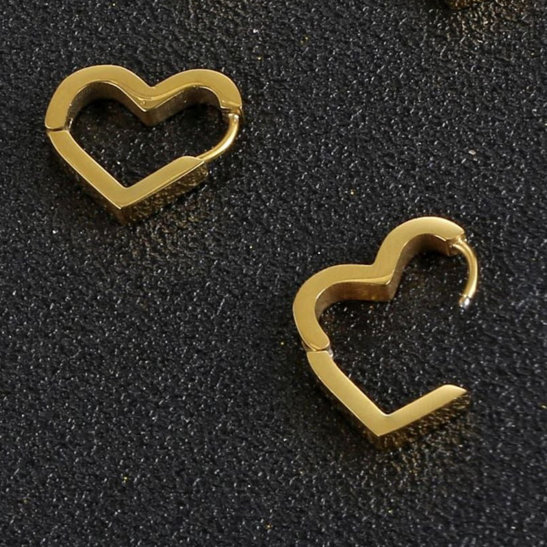 Aretes Arracada Corazón Dorado Acero Inoxidable 1L6
