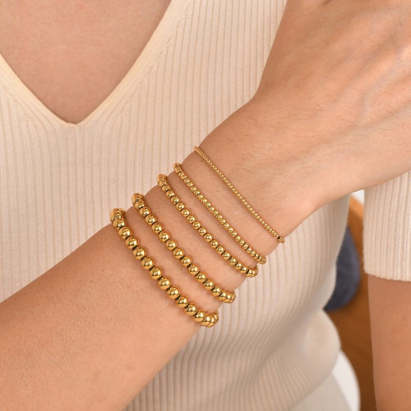 Pulsera Dorada Bolitas 6mm Acero Inoxidable 1N7