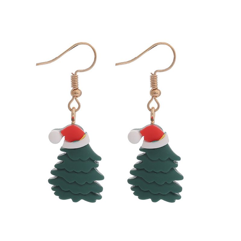 Aretes Arbolito Navidad con Gorro    3F5