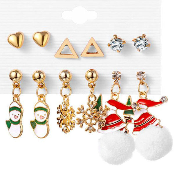 Set 6 Pares de Aretes Navideños 3D5