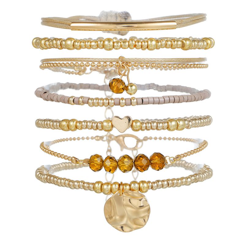 Set Pulseras de Cuentas Doradas hilo 2j4