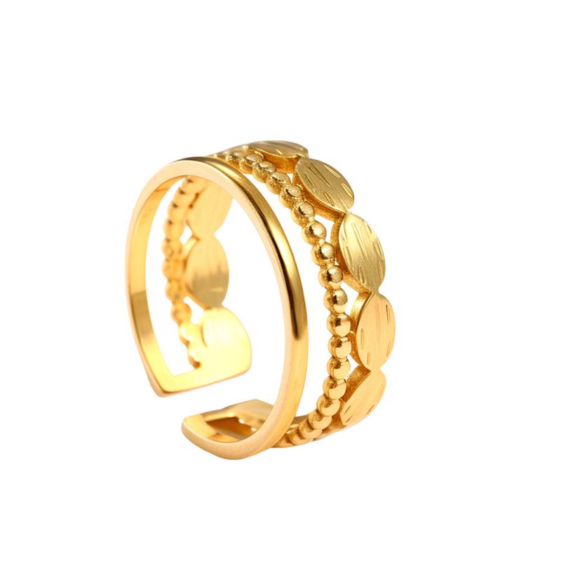 Anillo Dorado Figuras Acero Inoxidable 2N4