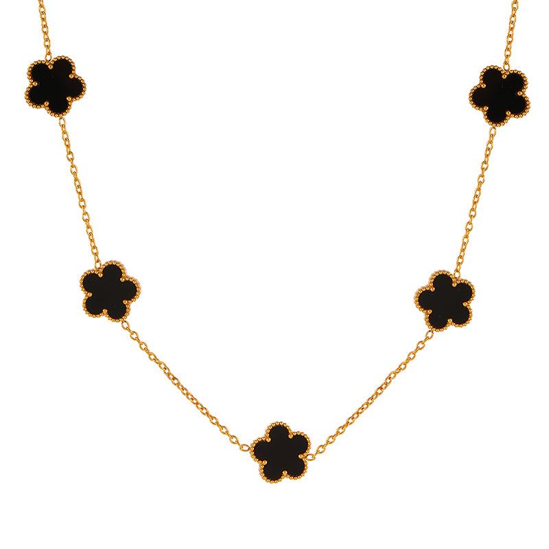 Collar Trébol Negro Chapa de Oro 1Y4