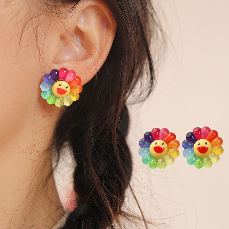 Aretes Flor Feliz de Colores 1M1